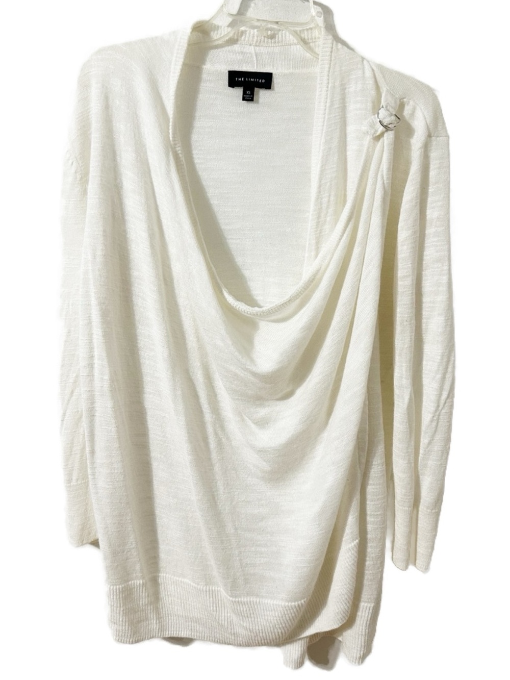 The Limited White Open Front Drape Convertible Cardigan Sweater XS